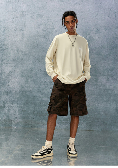 Printed Cotton Hoodie-Cream