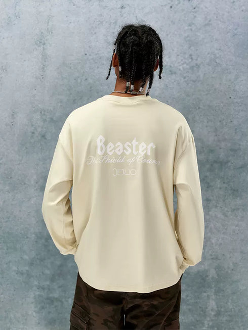 Printed Cotton Hoodie-Cream