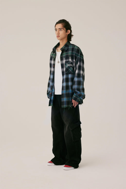 Ghost Face Long Sleeve Plaid Shirt