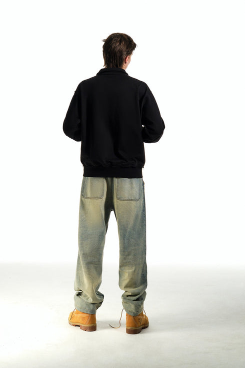 BEASTER Embroidered Pattern Long-sleeved Polo Shirt