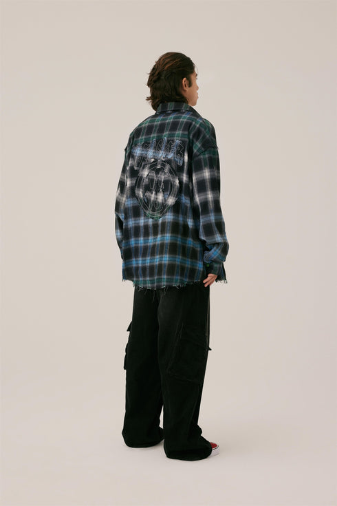 Ghost Face Long Sleeve Plaid Shirt