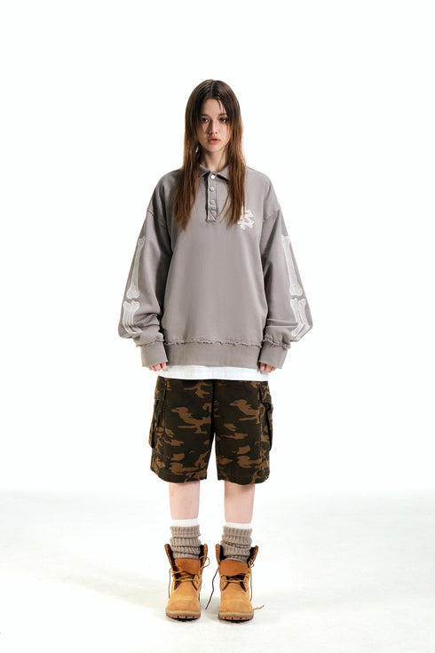 BEASTER Embroidered Pattern Long-sleeved Polo Shirt