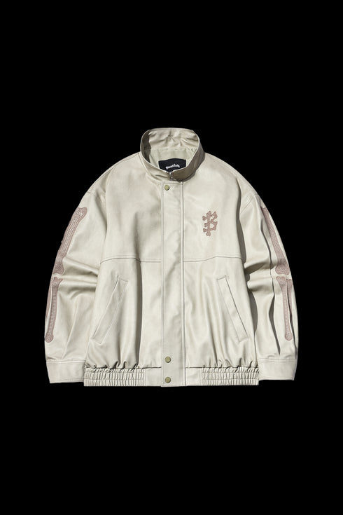 Beaster Embroidered Vintage Casual Leather Jacket