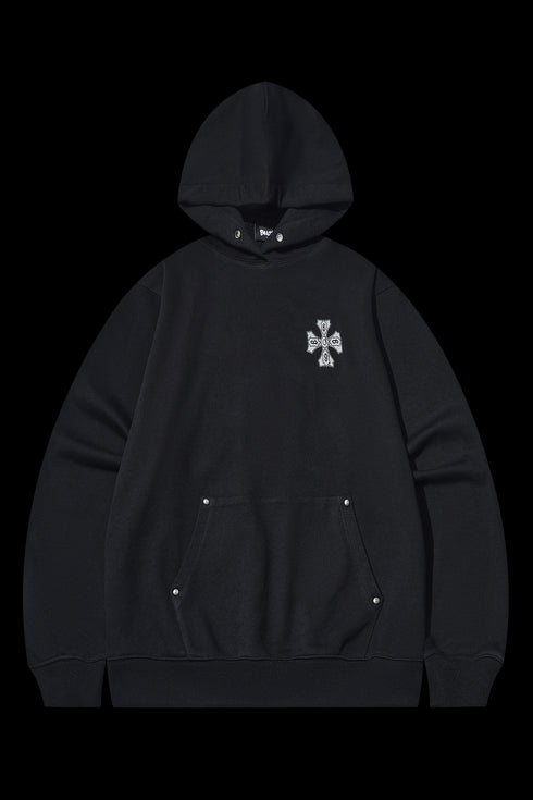 Flocked Heavy Cotton Hooded Knit Cardigan