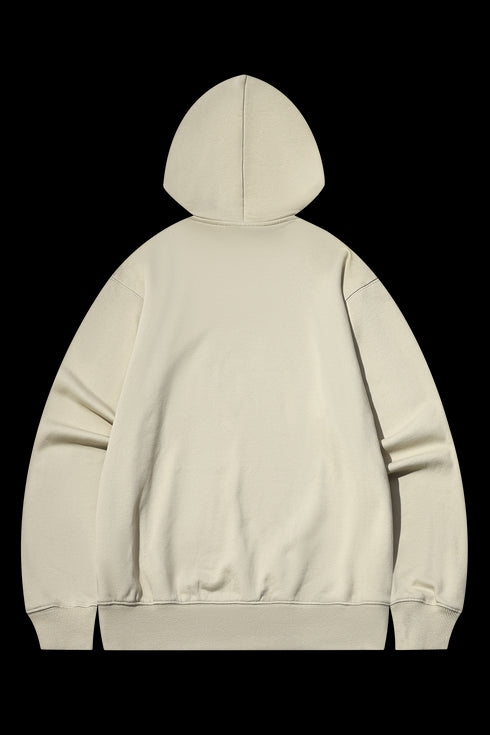 Flocked Heavy Cotton Hooded Knit Cardigan