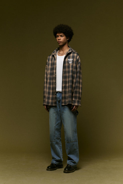 Ghost Face Graffiti Handwriting Plaid Shirt