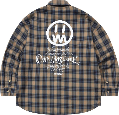 Ghost Face Graffiti Handwriting Plaid Shirt