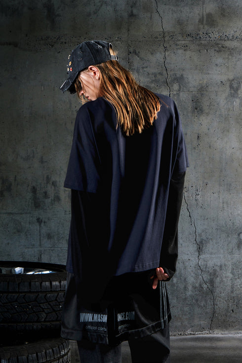 Fake Two-piece Trendy Printed T-shirt