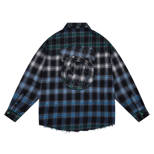 Ghost Face Long Sleeve Plaid Shirt
