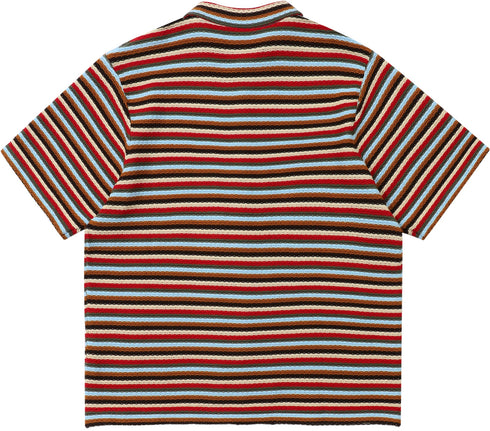 BEASTER Striped Button Knitted Retro Lazy Polo Shirt