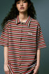 BEASTER Striped Button Knitted Retro Lazy Polo Shirt