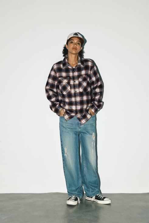 Applique Plaid Shirt Jacket