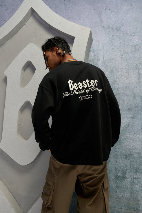 Printed Cotton Hoodie-Black