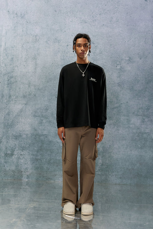 Printed Cotton Hoodie-Black