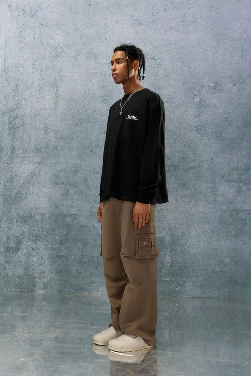 Printed Cotton Hoodie-Black