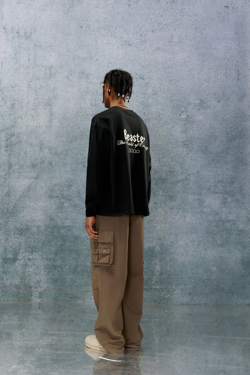 Printed Cotton Hoodie-Black