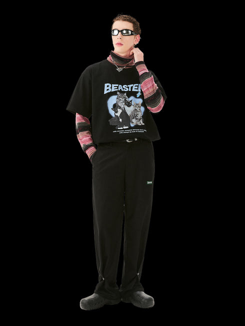 Kitty Letter Cartoon Print T-shirt - PSYLOS 1, Kitty Letter Cartoon Print T-shirt, T-Shirt, BEASTER, PSYLOS 1