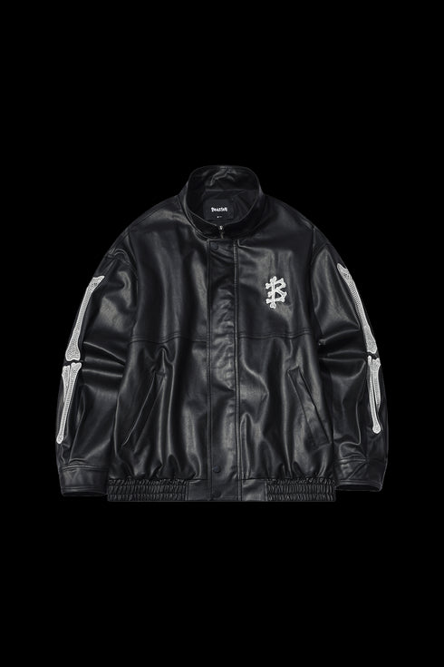 Beaster Embroidered Vintage Casual Leather Jacket