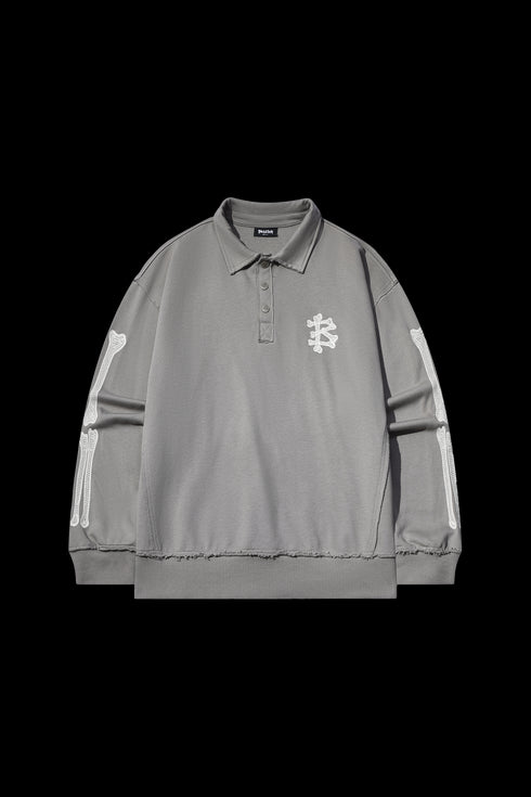 BEASTER Embroidered Pattern Long-sleeved Polo Shirt