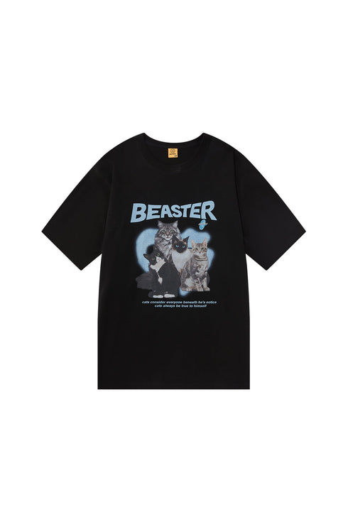 Kitty Letter Cartoon Print T-shirt - PSYLOS 1, Kitty Letter Cartoon Print T-shirt, T-Shirt, BEASTER, PSYLOS 1