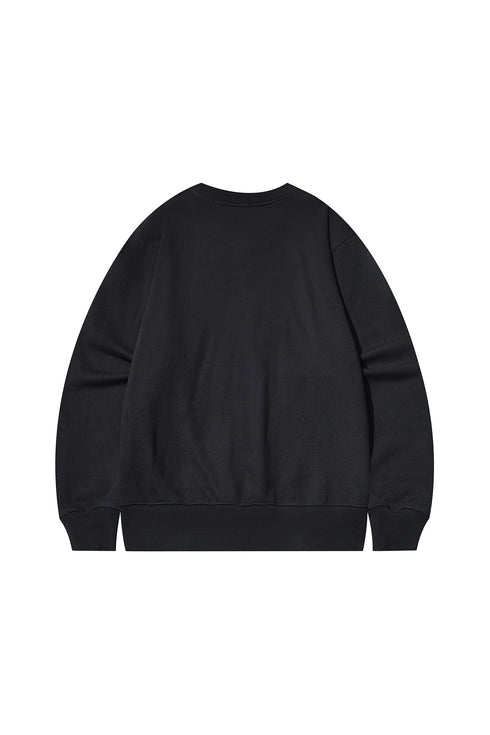 Embroidery Pattern Crew Neck Sweatshirt-Dark Grey