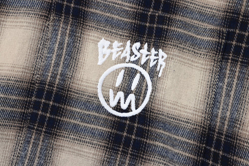 Vintage Plaid Shirt Logo Embroidered Top Jacket