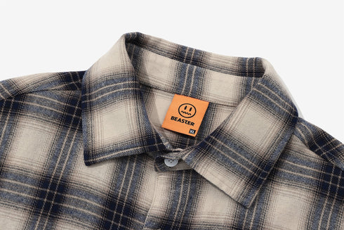 Vintage Plaid Shirt Logo Embroidered Top Jacket