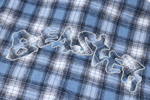 Applique Plaid Shirt Jacket