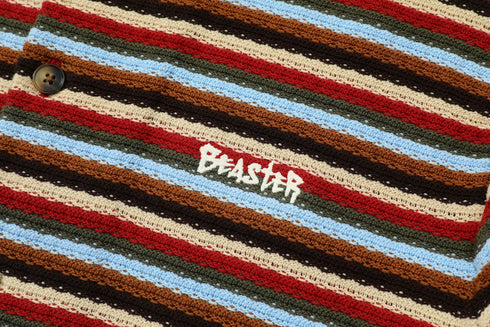 BEASTER Striped Button Knitted Retro Lazy Polo Shirt