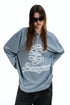 White Ink Printed Logo Long Sleeve Sweatshirt-Blue Grey