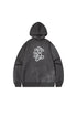 White Ink Printed Logo Long Sleeve Hoodie-Dark Grey