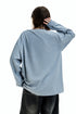 White Ink Printed Logo Long Sleeve Sweatshirt-Blue Grey