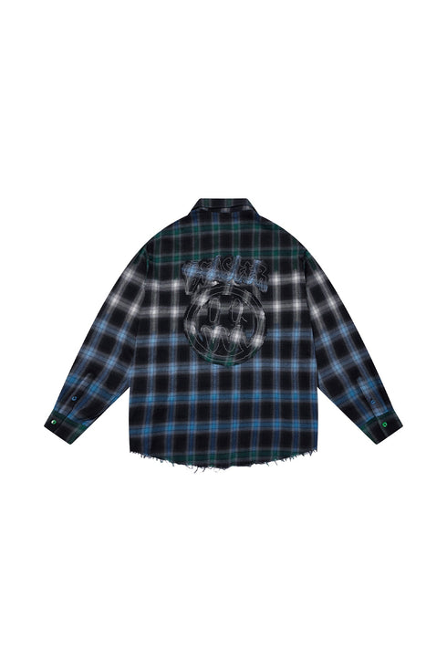 Ghost Face Long Sleeve Plaid Shirt