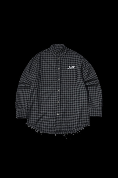 BEASTER Snap-button Plaid long-sleeved Casual Shirt