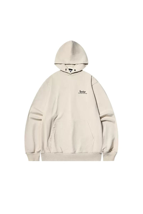 Letter Foam Print Hoodie-Beige