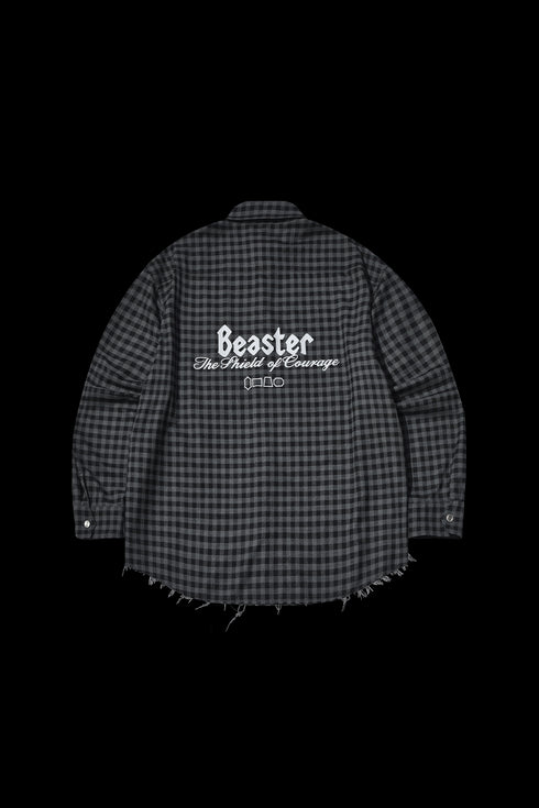 BEASTER Snap-button Plaid long-sleeved Casual Shirt